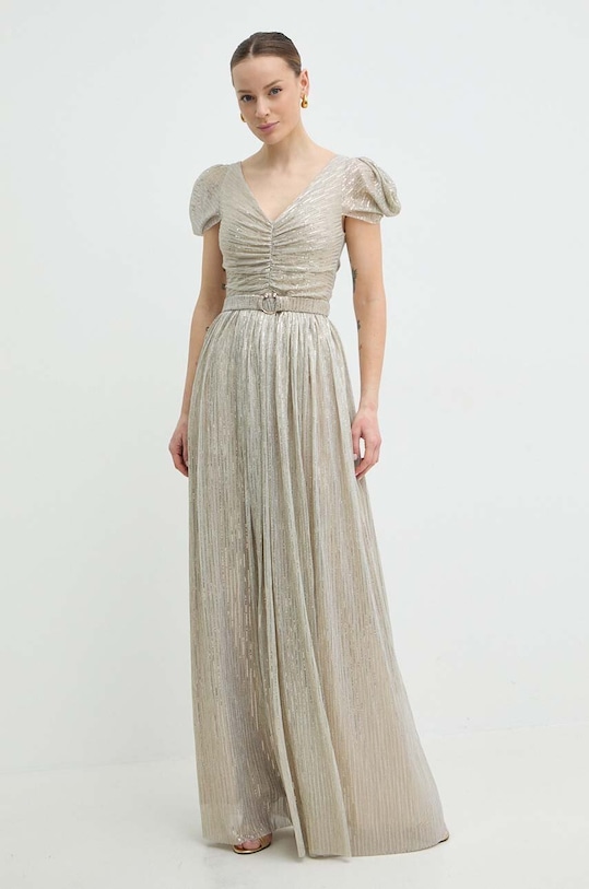 Nissa sukienka rozkloszowany złoty RS14818