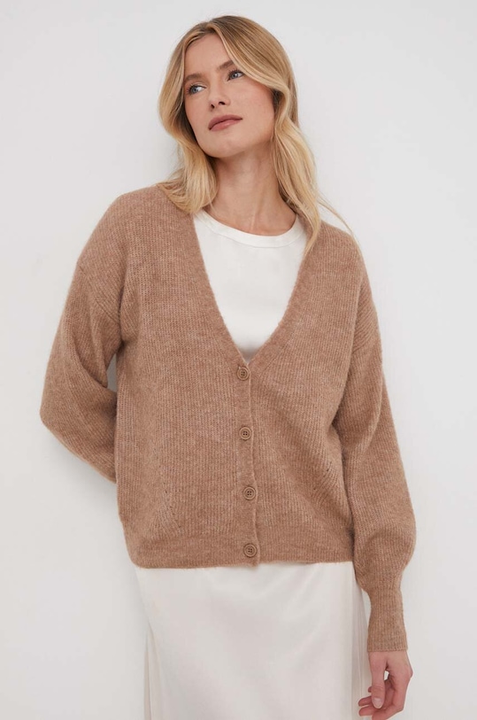 Mos Mosh kardigan wełniany wełna beżowy 156830