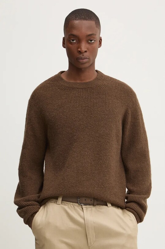 Solid maglione in misto lana misto lana marrone 21108278.190814