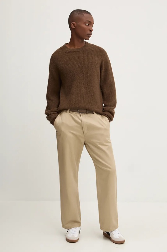 Solid sweter z domieszką wełny 21108278.190814 brązowy ZS24