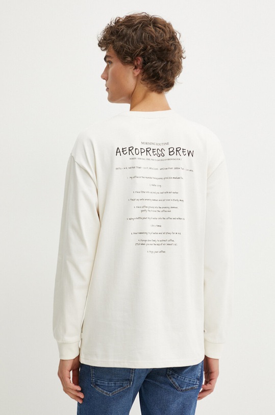 Solid longsleeve din bumbac print bej 21108343.110606