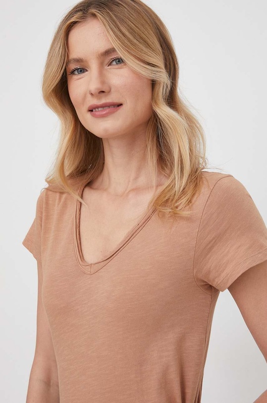 Mos Mosh t-shirt bawełniany bawełna beżowy 160920