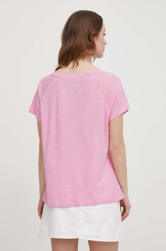 Odzież Mos Mosh t-shirt z domieszką lnu 160870 różowy