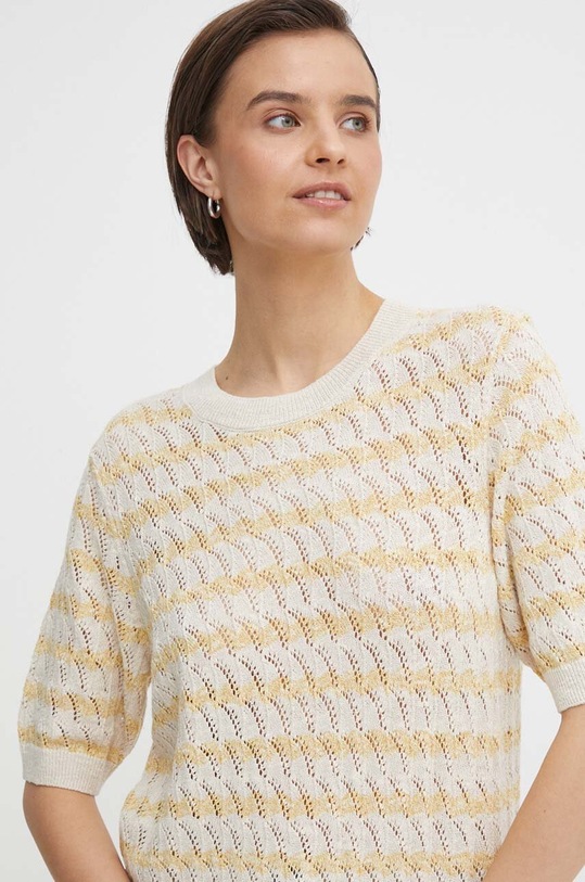 Пуловер с лен Mos Mosh бежов 158910