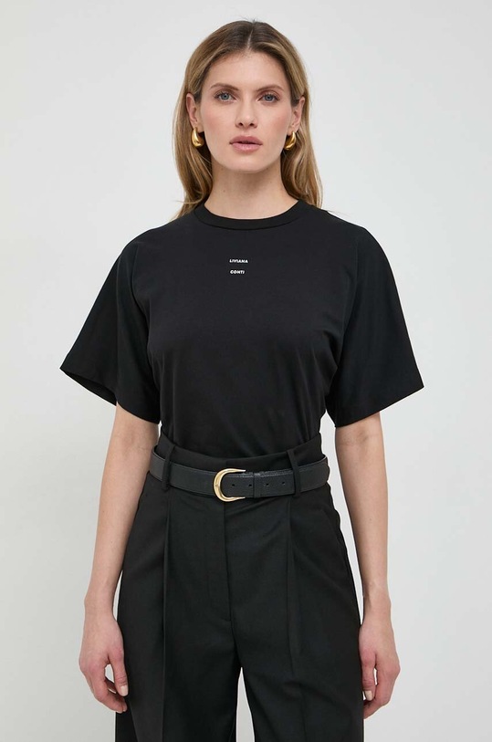 Odzież Liviana Conti t-shirt bawełniany F4SW67 czarny