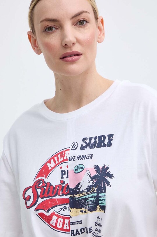 Silvian Heach tricou din bumbac alb GPP24101TS