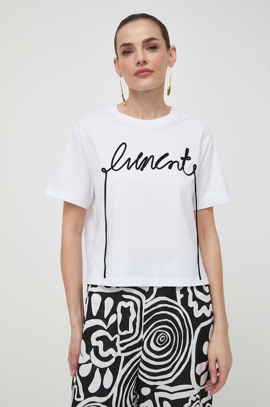 Liviana Conti t-shirt bawełniany biały L4SW82