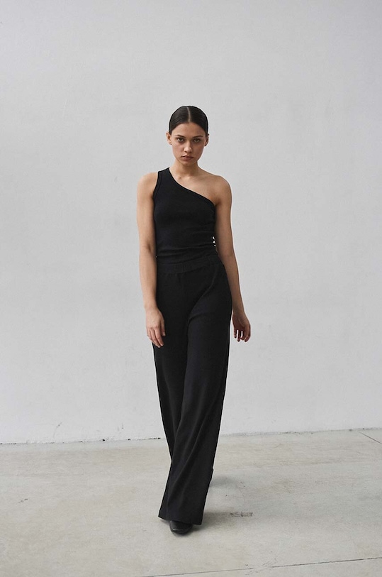 MUUV. tricou din amestec de lana SUIS asym.koszulka.SUIS negru ZS25