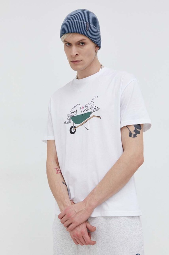 Solid t-shirt bawełniany nadruk biały 21108134.110601