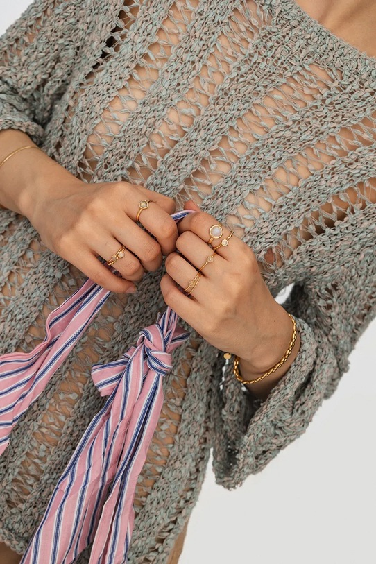 ANIA KRUK inel de argint placat cu aur DUO SOPPN0630Z aur