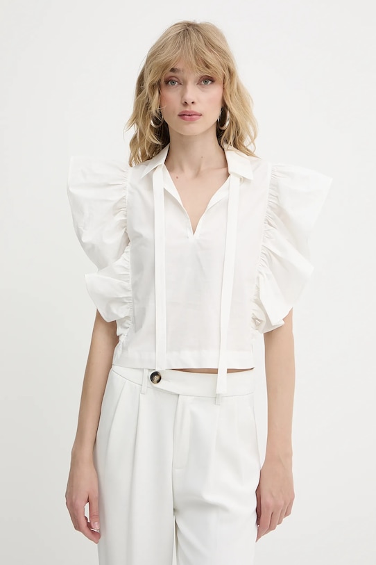 Silvian Heach bluză din bumbac SUHAT legat alb CVP25028CA