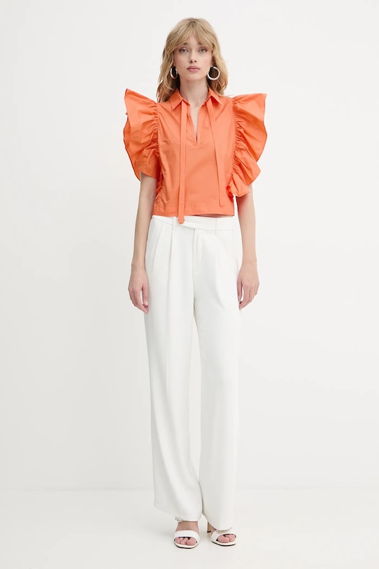 Silvian Heach bluză din bumbac SUHAT CVP25028CA portocaliu ZS25