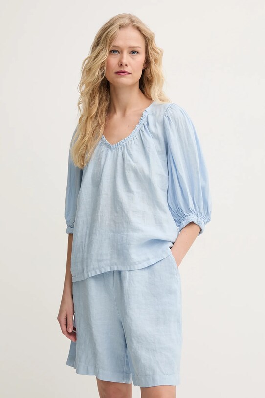 Mos Mosh bluza din in uni albastru 160160