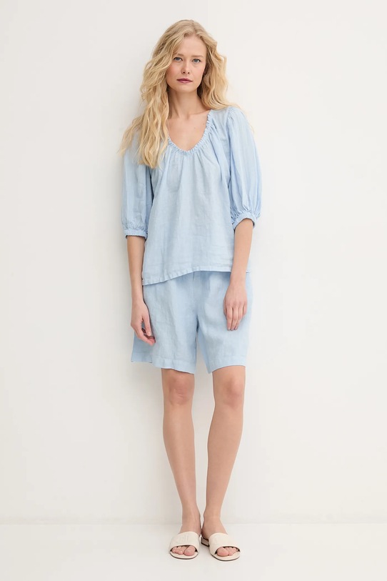 Льняная блузка Mos Mosh 160160 голубой ZS25