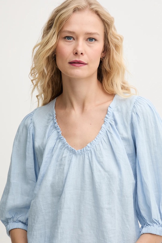 Льняная блузка Mos Mosh голубой 160160