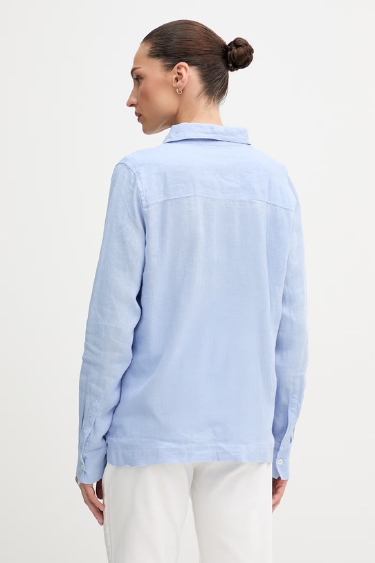 Odzież Mos Mosh bluzka koszulowa damska lniana 168430 niebieski