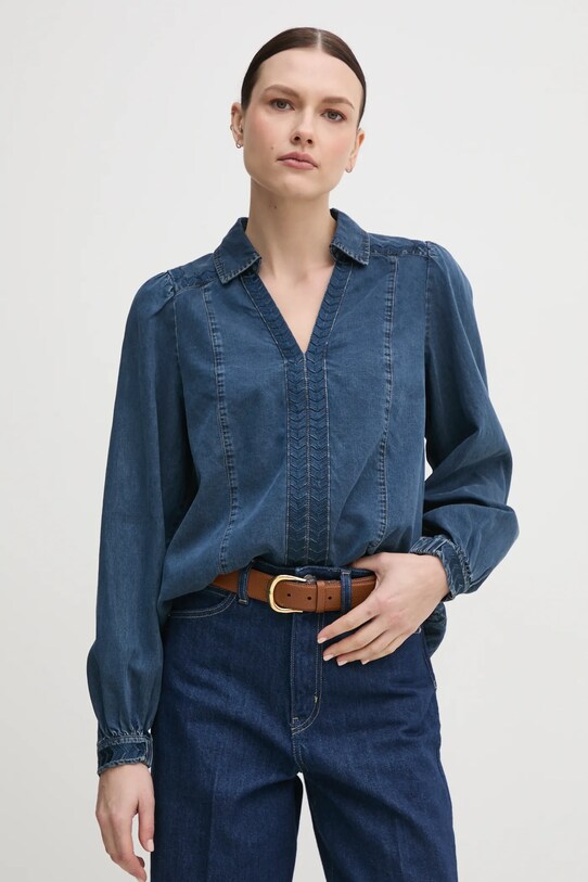 Mos Mosh maglietta jeans applique blu navy 168290