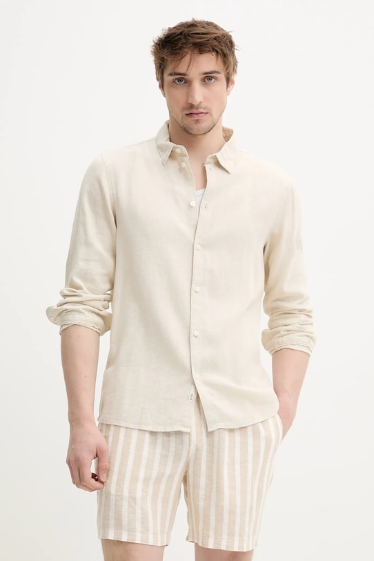 Сорочка з льону Solid ALLAN casual бежевий 21107646.130401