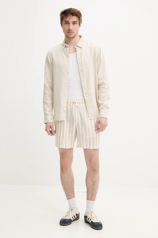 Одяг Сорочка з льону Solid ALLAN 21107646.130401 бежевий
