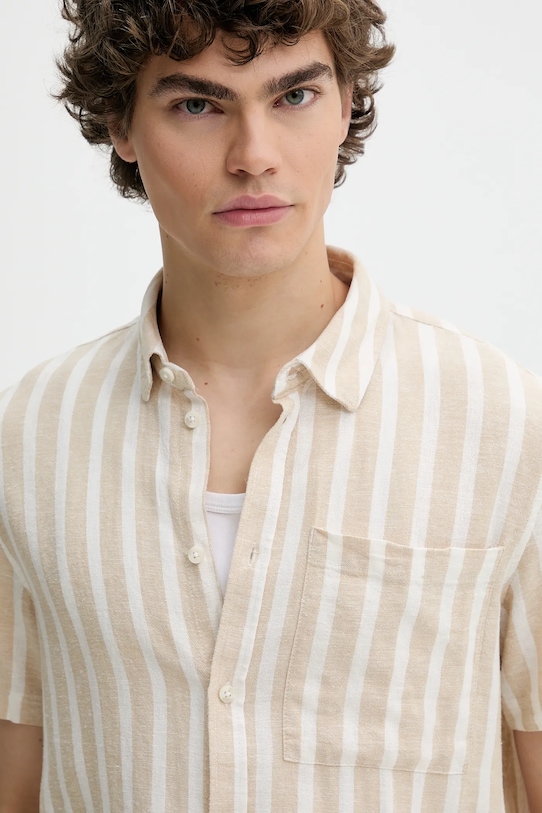 Solid koszula lniana FRIED beżowy 21107688.160920