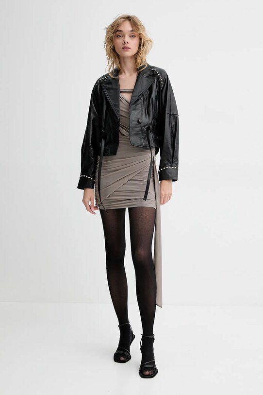 Kožená bunda Blugirl Blumarine RA5085.P0356 čierna ZS25