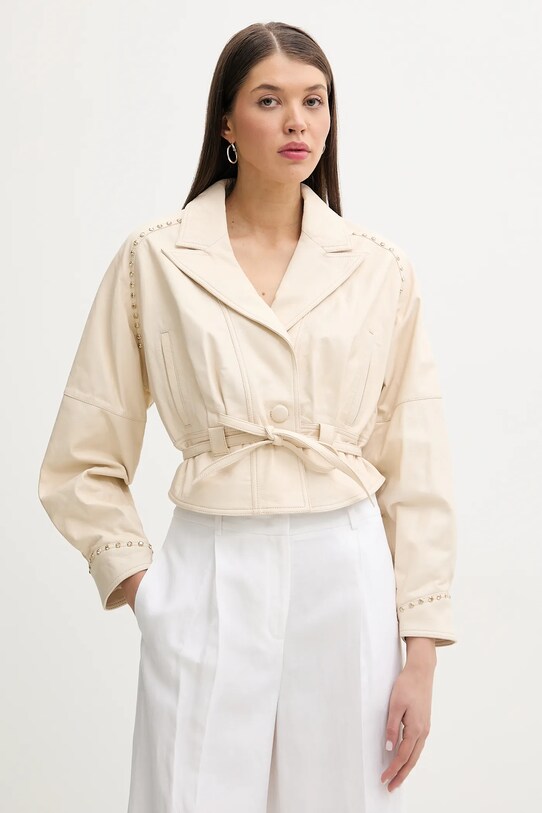 Кожаная куртка Blugirl Blumarine с подкладкой бежевый RA5214.P0356