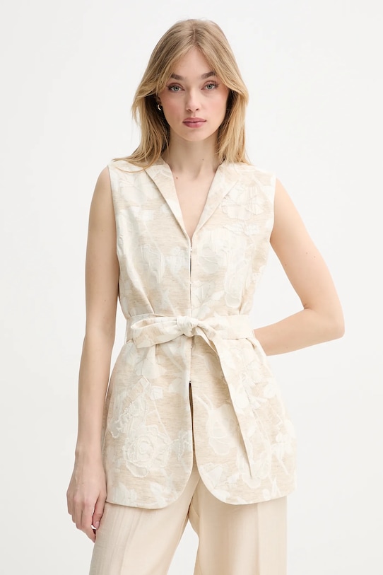 Blugirl Blumarine kamizelka z domieszką lnu tkanina beżowy RA5127.T2942