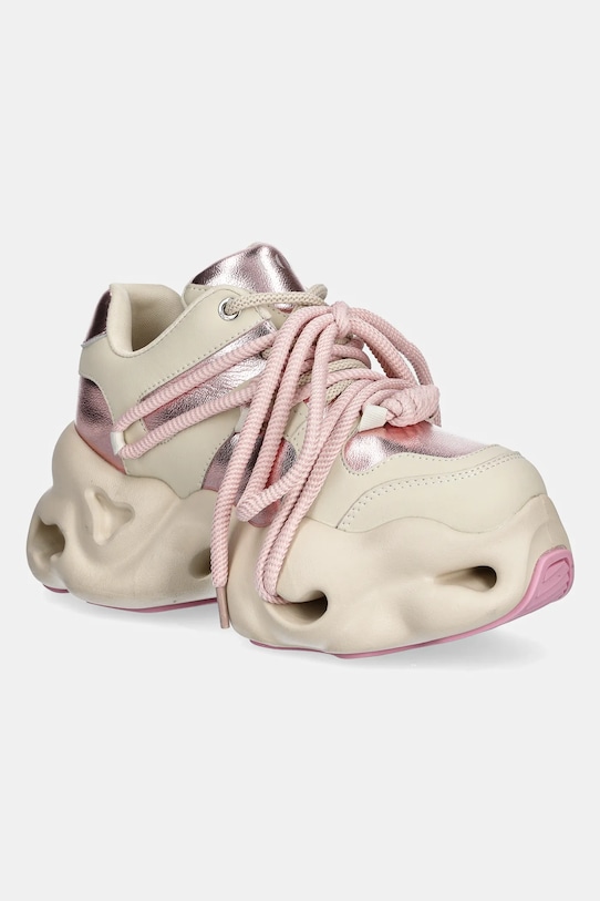 GOE sneakersy skórzane platforma beżowy RR2N4035
