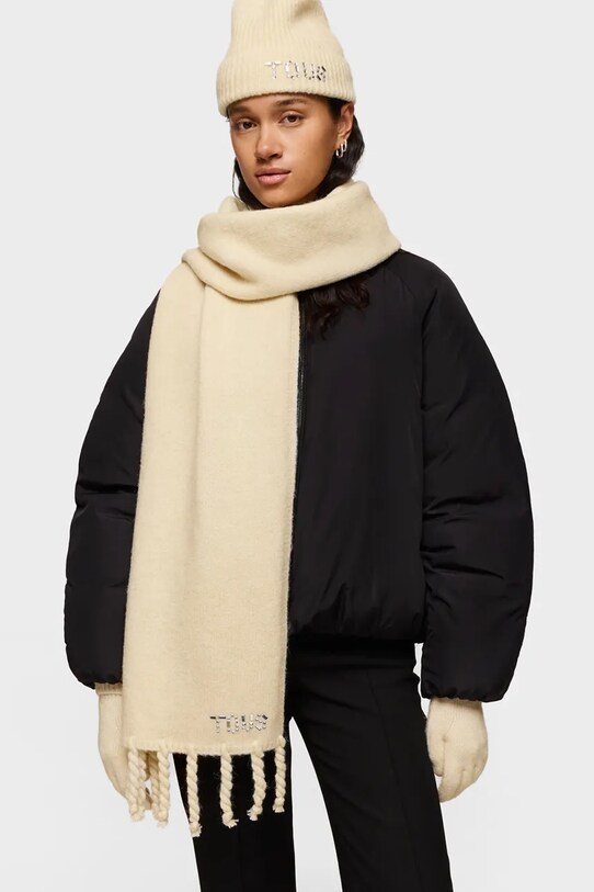 Tous esarfa din amestec de lana TEXTIL bej 2002203301