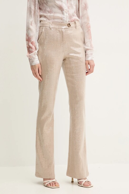 Silvian Heach pantaloni din amestec de in CEREN cu modele bej CVP25009PA