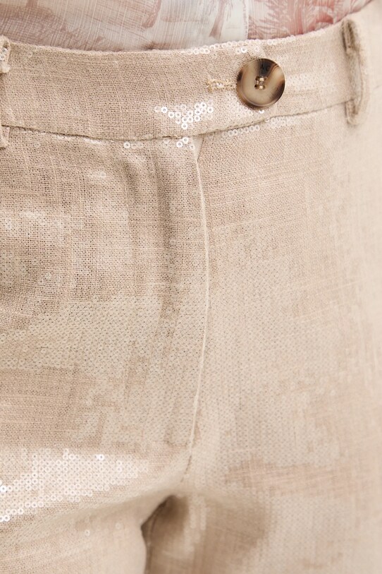 Silvian Heach pantaloni din amestec de in CEREN bej CVP25009PA