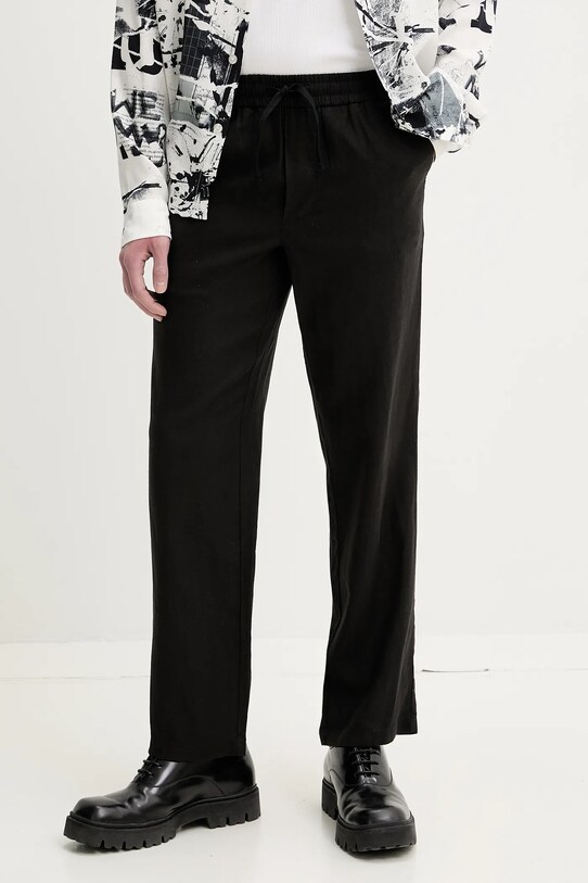 Ľanové nohavice Solid ALLAN ľan čierna 21108254.194008