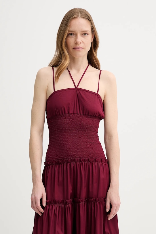Alohas rochie din bumbac Masami burgundia R100867