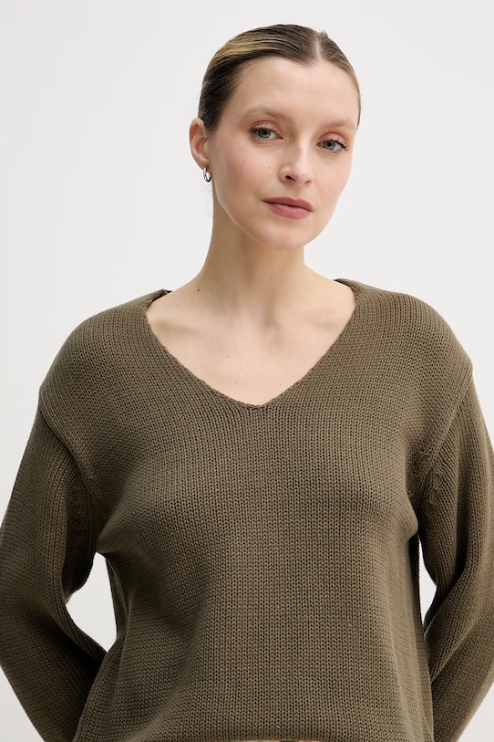 Mos Mosh sweter damski bawełniany zielony 168060