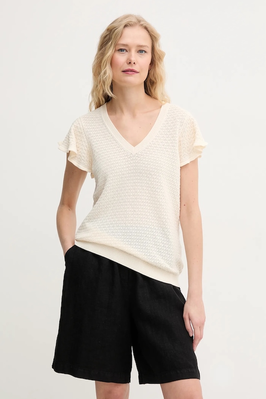 Хлопковый свитер Mos Mosh хлопок бежевый 168800.