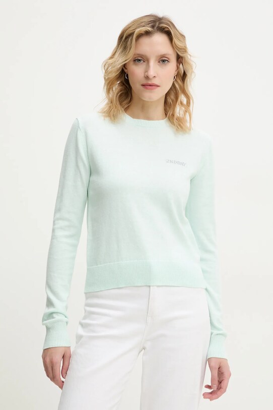 2NDDAY gyapjúkeverék pulóver Lance gyapjú szállal türkiz 2252340408