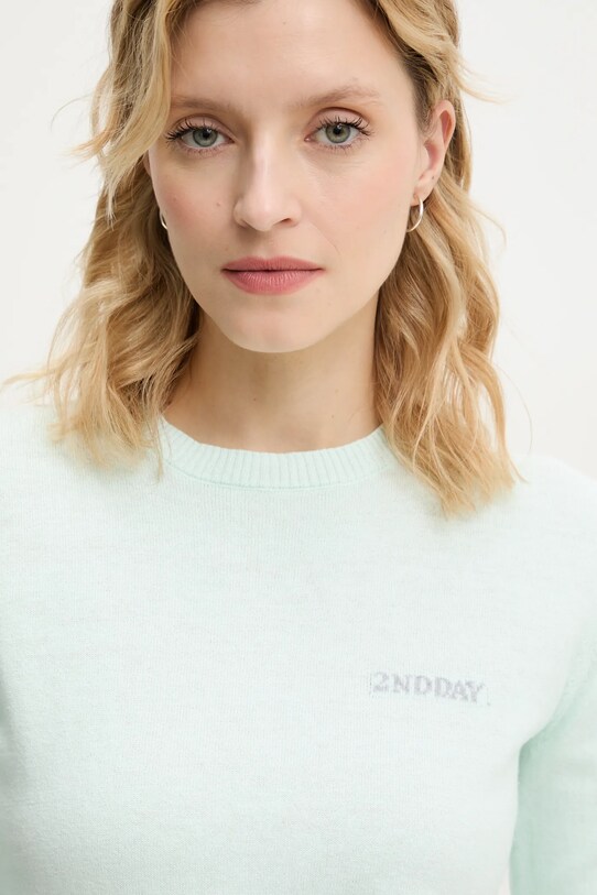 2NDDAY gyapjúkeverék pulóver Lance türkiz 2252340408
