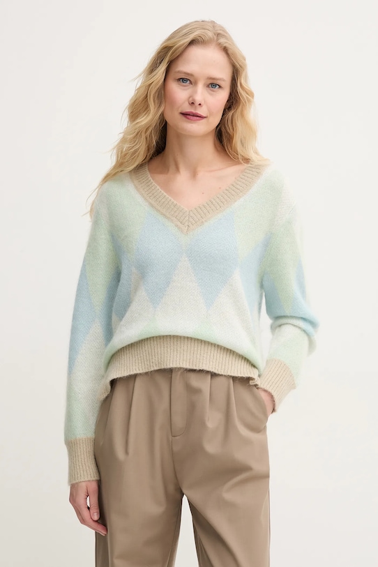 Mos Mosh sweter z domieszką wełny szpic zielony 150750