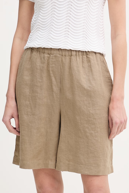 Mos Mosh szorty damskie lniane beżowy 168480