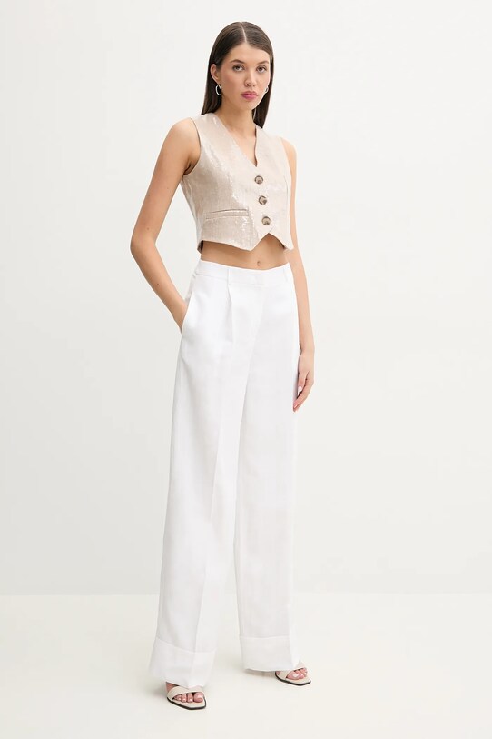 Παντελόνι με λινό μείγμα Blugirl Blumarine RA5161.T8823 λευκό ZS25