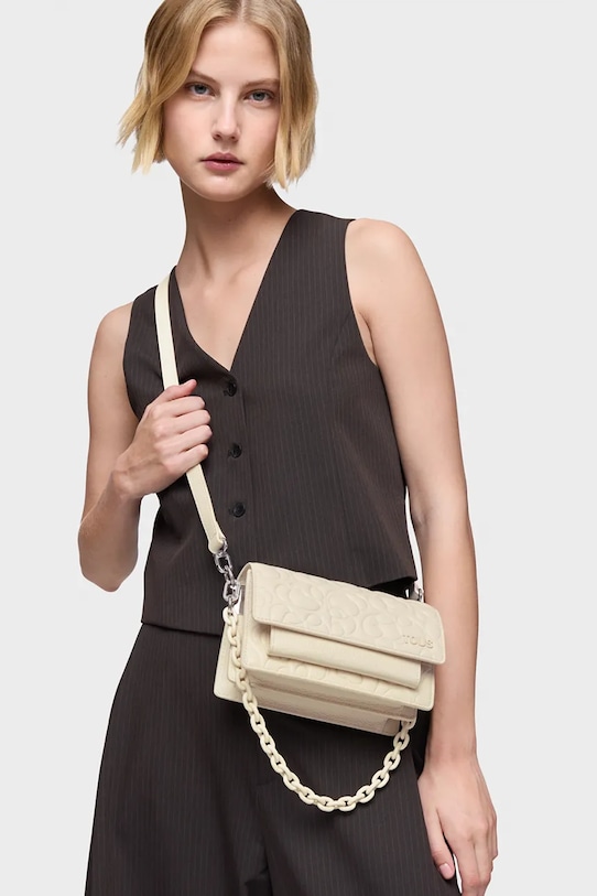 Kožená kabelka Tous GRETA béžová 2002204701