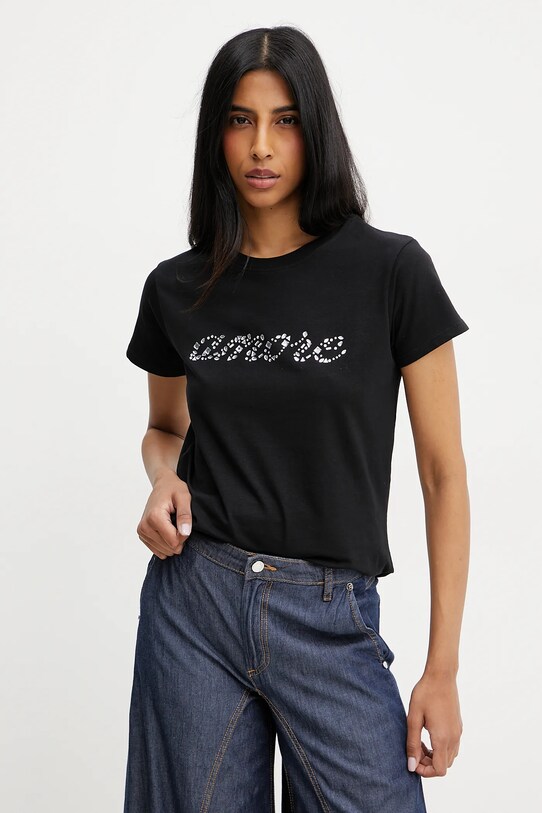 Silvian Heach tricou GOREMI imprimeu negru GPP25430TS