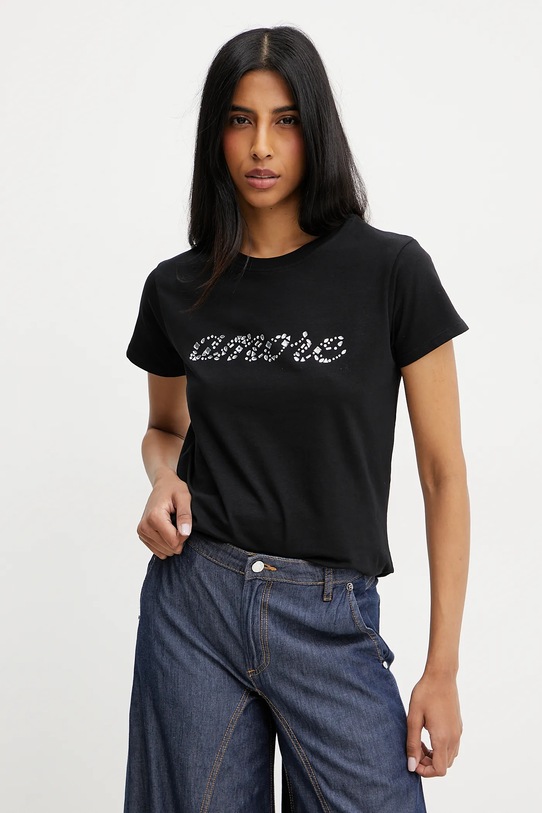 Kratka majica Silvian Heach GOREMI Našitek črna GPP25430TS