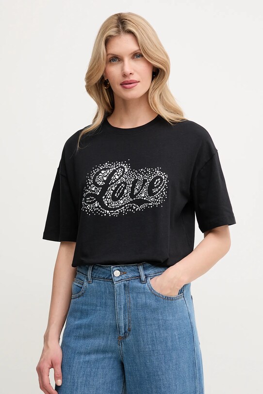 Silvian Heach tricou INAMIS imprimeu negru GPP25431TS