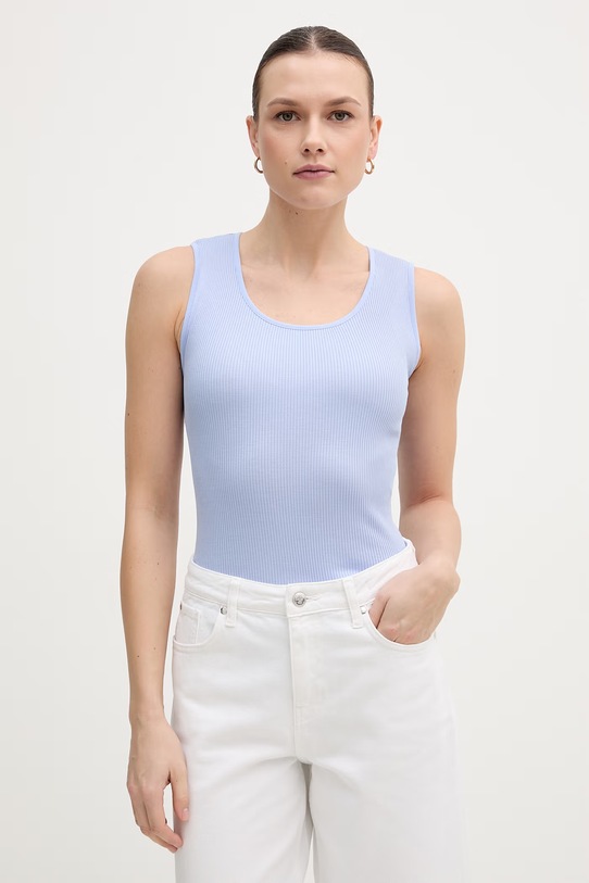 Mos Mosh top con aggiunta di seta slim blu 168310