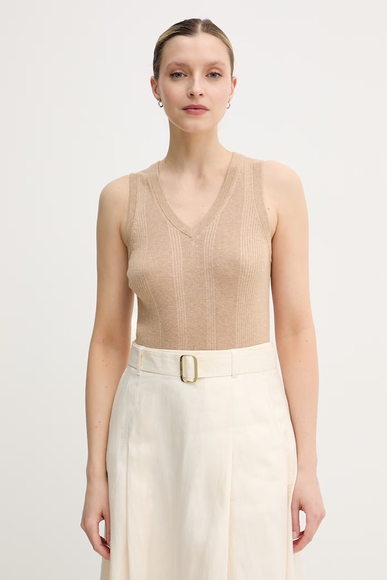 Mos Mosh vesta dámská s příměsí kašmíru béžová 168700