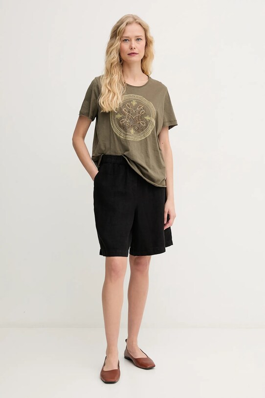 Βαμβακερό μπλουζάκι Mos Mosh 168100. πράσινο ZS25