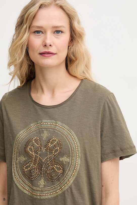 Βαμβακερό μπλουζάκι Mos Mosh πράσινο 168100.