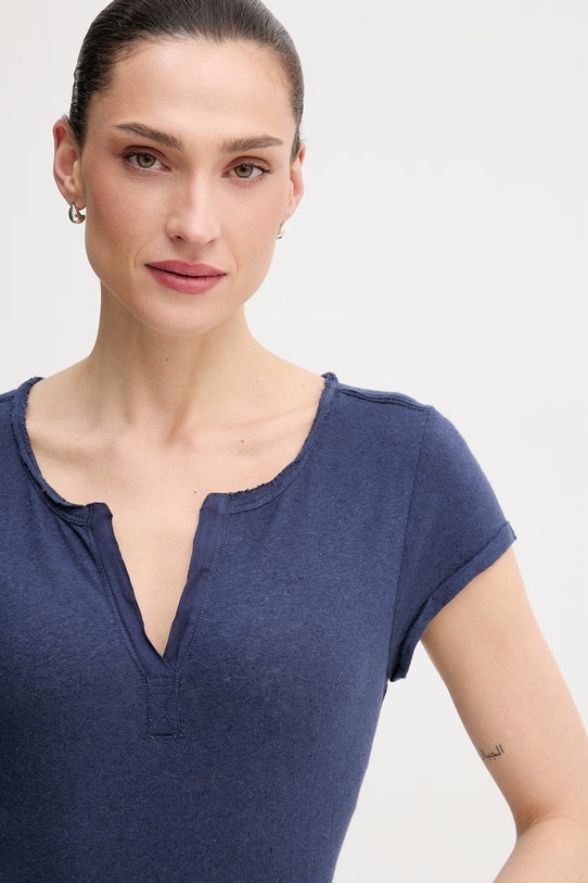 Mos Mosh t-shirt lniany granatowy 117440