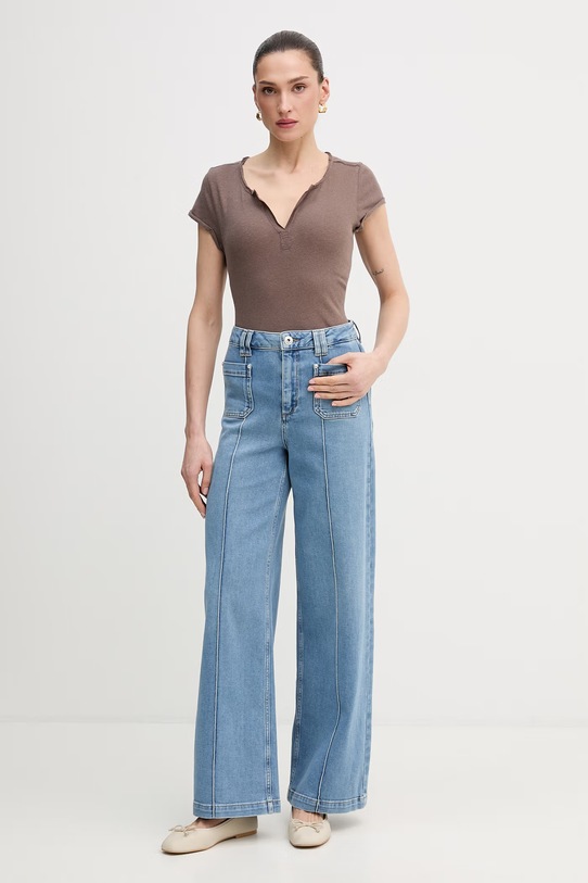 Mos Mosh t-shirt lniany 117440 brązowy SS26